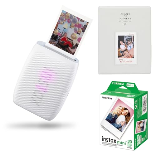 Fujifilm Instax Mini Link 3 Wireless Smartphone Printer, White, Bundle with 20 Exposures Instant Daylight Film and Photo Album