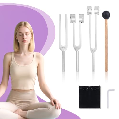 Goktvai 4pcs Tuning Fork for Healing Set,128Hz 256Hz 512Hz Resonance Tuning Forks with Wooden Mallet & Storage Pouch Sound Instruments for Yoga Meditation Chakra Balanci Accessories - Image 6
