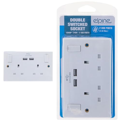 13amp Socket Double Switch Usb Plug - 2 Gang Power, Electric, Wall, White, Power | Premium Quality, Usb Charger Socket, Suitable for Home, Offices 13amp Socket Double Switch Usb Plug - 2 Gang Power, Electric, Wall, White, Power | Premium Quality, Usb Charger Socket, Suitable for Home, Offices