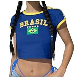 Genérico Camisetas de bebé para Mujer, Camisetas Cortas de Brasil, Camisetas gráficas para Mujer, Camisas de Calle de los años 90