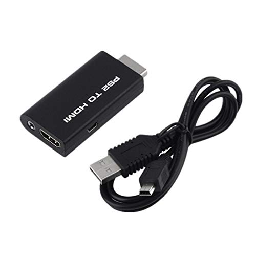 WXZQ Adaptador convertidor de Audio y Video porttil PS2 a HDMI Cable AV HDMI para Sony Playstation 2 Plug and Play Partes Negro