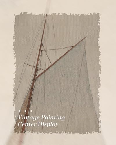Image of Gold Framed Vintage Wall Art for Living Room, Seaview Painting Prints Shelf Decor for Kitchen, Aesthetic Bedroom Wall Art, Christmas Gifts for Friends or Family (White Sailboat - 8 inchx10 inch)