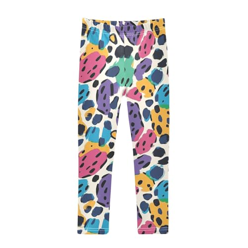 Leopard Skin Print Girls Casual Leggings for Kids Printed Long Pant Bottoms Stretch and Soft