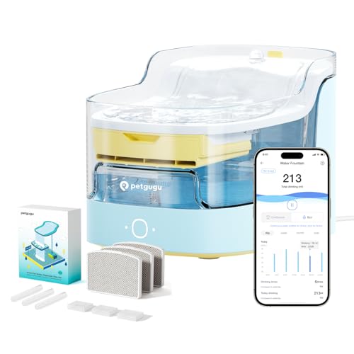 Cat Water Fountain for Drinking with 3 Filters,8 Layers Cat Fountain Filters,Ultra-Quiet Wireless Pump Pet Water Fountain Transparent Water Tank, Cats and Dogs Water Dispenser for 2.4G WiFi