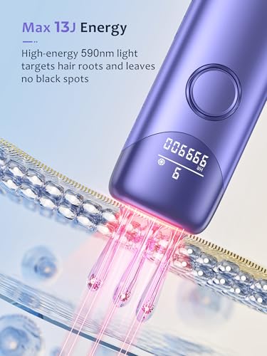 Laser Hair Removal Ubroo IPL Hair Removal Device with 5℃ Ice Cooling,Hand-held Hair Removal Device Laser Hair Removal for Women and Men,Reduce Hair Regrowth,Full Body Use(Purple) — view 5