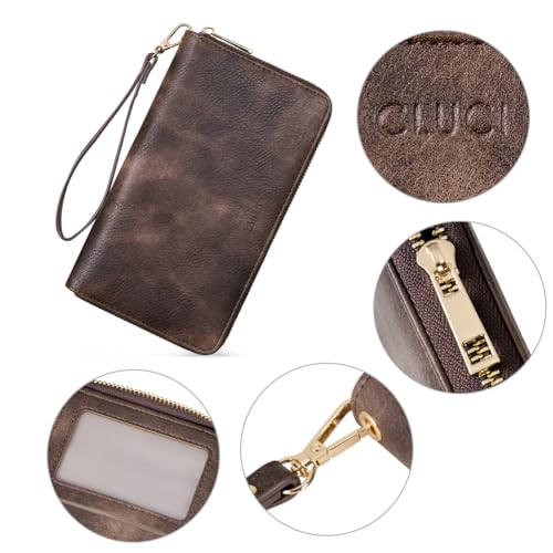 Image of CLUCI Women Wallet Large PU Leather Wristlet Purse for Women RFID Blocking Zip Around Card Holder Ladies Travel Clutch | RFID