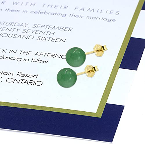 Jade Stud Earrings for Women or Men, 18K Gold Plated 925 Sterling Silver 4-8mm Green Jade Earrings, Good Luck Handmade Jade Earrings Gift for Graduation Birthday Anniversary3