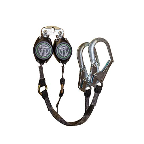SafeWaze FS-FSP1409-W-DL-RBH Web Retractable Lifeline, Dual Leg, Lock Rebar Hooks, 9'
