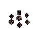 Chessex Dice: Polyhedral 7-Die Opaque Dice Set - Black with Red