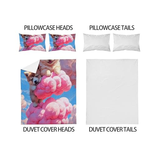 Housse de couette imprimé 3D Cloud Chien Bedding fermeture éclair facile à laver - 4