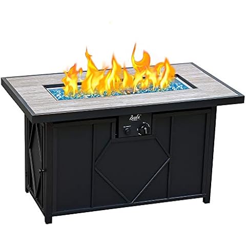BALI OUTDOORS Fire Pit Table Propane Gas Firepit Rectangular Fire Table 42In 60,000 BTU for Outside Patio Backyard Deck Balcony Cover