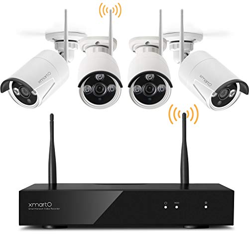 xmartO-Expandable, Wireless Security Camera System, Auto-Pair 8 Channel 960p HD Surveillance NVR with 4X 960p HD Outdoor Wireless IP Cameras, 80ft IR, Dream Liner, Built-in Router, No HDD