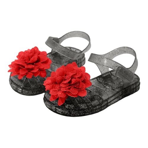 Girls Jelly Sandals Kids Toddler Flower Princess Dress Shoes Closed Toe Summer Beach Flat Sandal with Ankle Strap
