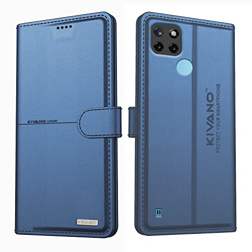 Image of KIVANO Realme C21Y Professional Series Wallet Case | Luxurious Design | Premium | PU Leather Flip Case Back Cover | Magnetic Closure - Dark Blue