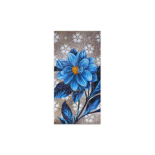 Cuadro de peonía azul abstracto en lienzo de 50x150cm moderno sin marco para pasillo