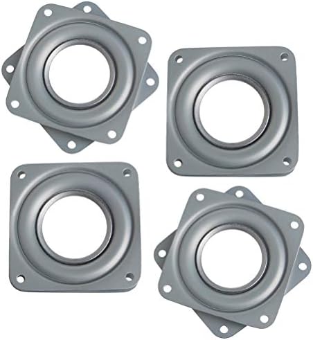 Odowalker 4 Pieces Square 3 Inches Lazy Susans Turntable Bearings Swivel Zinc Plate 5/16" Thick 150LB Capacity (4 Pieces 3 inches)