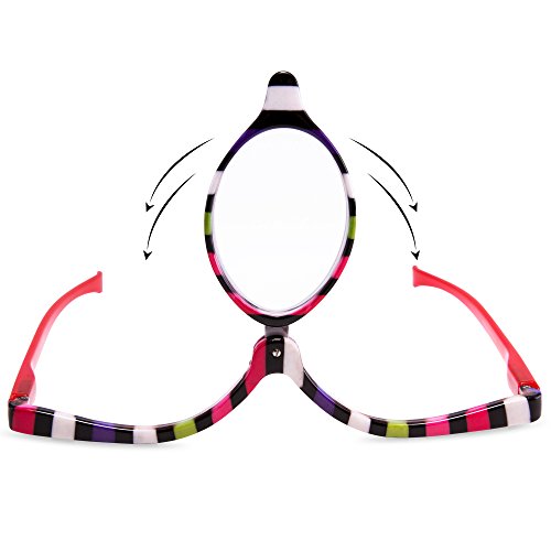 EYEGUARD Readers 2 Pack Magnifying Makeup Glasses Eye Make Up Spectacles Flip Down Lens Folding Cosmetic Womens Reading Glasses +2.00