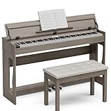 UMOMO 88 Weighted Key Digital Piano with Duet Piano Bench, Beginner Keyboard Piano Full Size Heavy Hammer Weighted Action Electric Piano Keyboard with USB MIDI, Gray