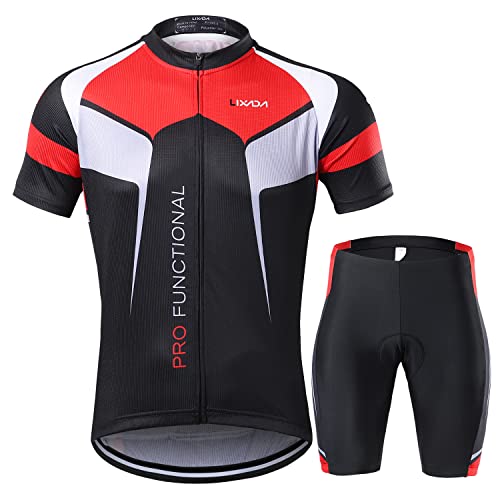 Baugger Homens respirável rápido seco confortável manga curta jersey + acolchoado Shorts Set Roupa d