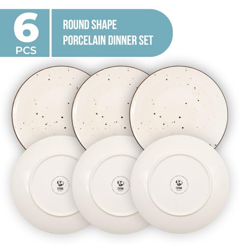 Image of Esfour Ceramics Dinner Plates 11 inch Set of 6 - Microwave, Oven, Dishwasher Safe, Scratch Resistant, Porcelain Durable Dishes for Steak, Pizza, Home & Restaurant, Party Gifts - Classic Assorted Color