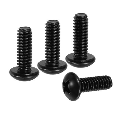 PATIKIL 1/4-20 x 3/4" パンヘッドマシンスクリュー25個304ステンレススチールラウンドヘッドスクリューキャビネット引き出しノブ取っ手用クロススロット全ねじ黒酸化