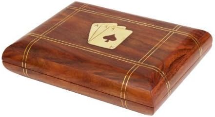 Ajuny Wooden Card Box Holder For Playing Cards for 2 Decks of Playing Cards Decorations