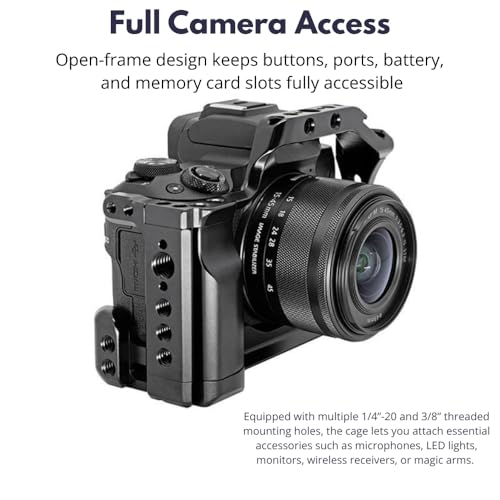 Image of Yantralay Lightweight Camera Cage for Can on R6 DSLR Camera | CNC Aluminum Rabbit Cage with Cold Shoe & 1 /4 inch 3 /8 inch Mounts | DSLR Accessories (Only Camera Rabbit Cage Included in Package)