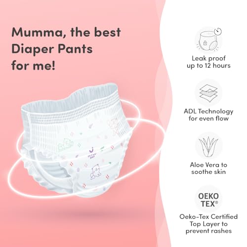 Image of Mylo Baby Diaper Pants (XXL) Size 15-25 kgs (48 count) Leak Proof | Lightweight | Rash Free | Upto 12 Hours Protection | ADL Technology | with Aloe Vera Lotion