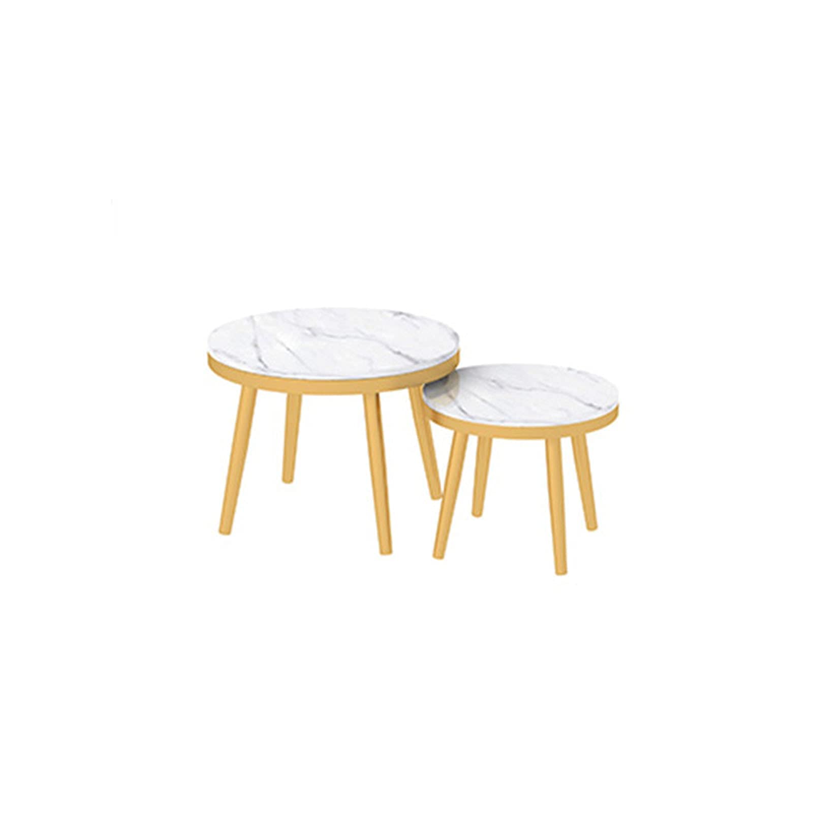 Marmor-Rundtisch, moderner Akzent-Couchtisch, Wohnzimmer-Ausstellungs-Beistelltisch, Sofa-Seiten-Ausstellungstisch, Eckregal, Schlafzimmer-Nachttisch – weiße Tischplatte, weiß, 45 x 45 x 38 cm + 60 x