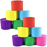 HIMBIU Krepppapier, 12 Rollen Krepp Bunt Bänder, für Hochzeit Geburtstag Foto Weihnachts Mottopartys Familientreffen und Kunsthandwerk Deko (6 Farben)