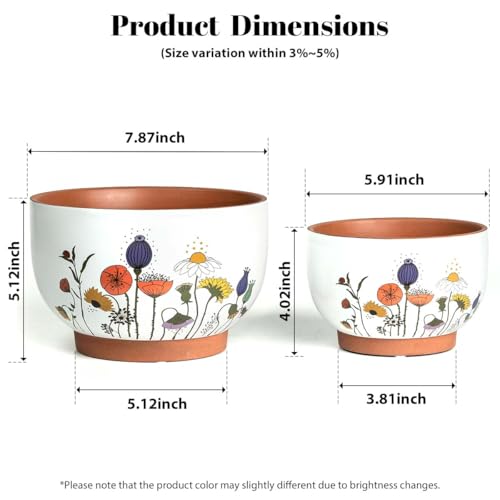 YBX-8-Inch-6-Inch-Terracotta-Pots-Plant-Pots-Indoor-Flower-Pots-for-Indoor-Plants-with-Drainage-Planters-with-Floral-Accent-for-Indoor-Plants-French-Country YBX 8 Inch 6 Inch Terracotta Pots Plant Pots Indoor Flower Pots for Indoor Plants with Drainage Planters with Floral Accent for Indoor Plants French Country