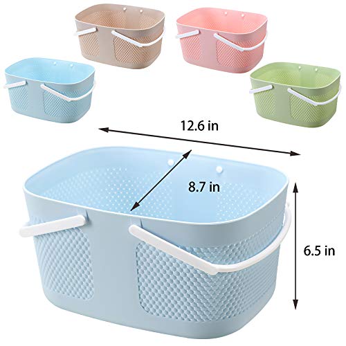 Shower Caddy Basket, Portable Large Capacity Thickened Plastic Organizer Storage Tote With Handles Drainage Toiletry Bag Bin For Bathroom, College Dorm Room Essentials, Kitchen, Camp, Gym - Blue #TOP4