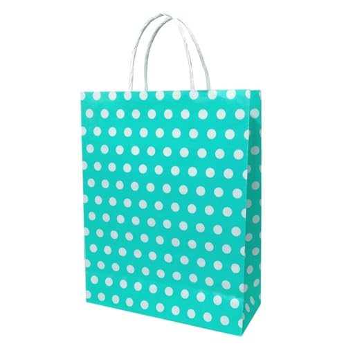 Image of Aakriti Paper Gift Bags With Handles Polka Dot Paper Party Favor Bags For Kid'S Birthday Baby Shower Wedding Holiday Party (Multi-Coloured, 10 X8X3 Inch (Pack Of 25), Gift Bags Polka Dot Ferozi)