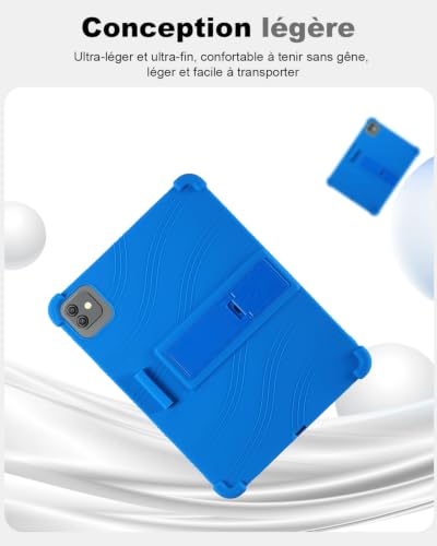 Coque Blackview Link 8 en silicone antichoc avec béquille ajustable bleu