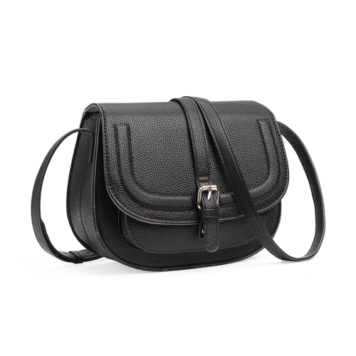 Image of GOIACII Crossbody Bags for Women Saddle Purse Cute Shoulder Handbag Pebble Leather Brown