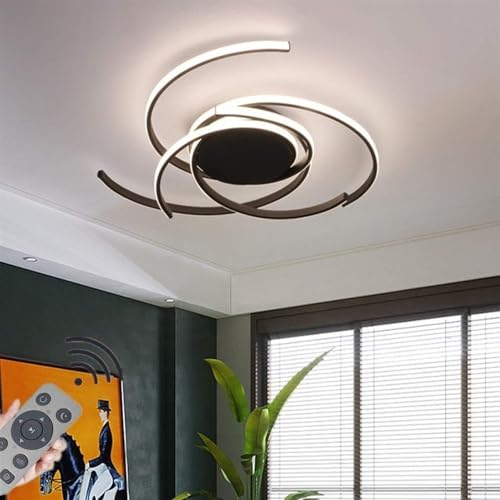 Plafonnier LED salon dimmable avec telecommande grand lustre chambre cuisine 92W