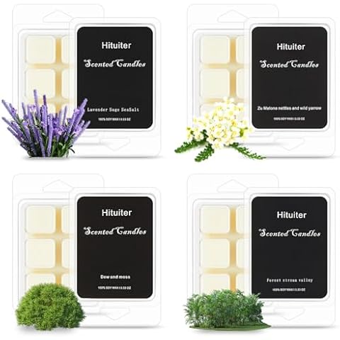 Hituiter Wax Melts, Wax Melt Warmer Cubes, Wax Warmer Cubes, Scented Wax Melts Wax Cubes Strong Scent Gain Original Scent, 4packs，4cubes Each, Air Freshener Cover
