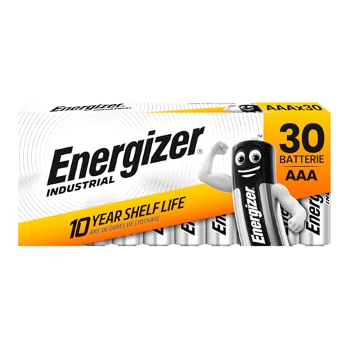 30 batterie AAA Industrial - Energizer pile ministilo AAA LR03 Micro 1,5V Alcaline Uso Professionale Lunga Durata per Strumenti di Misurazione Torce Dispositivi Elettronici - 3 Confezioni da 10 Pile