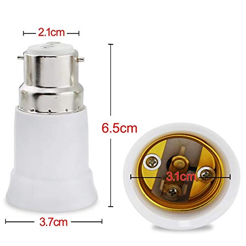 Image of B22 to E27 Screw Base Socket Ceramic Lamp Holder | Light Bulb Adapter (White, 2 Piece)