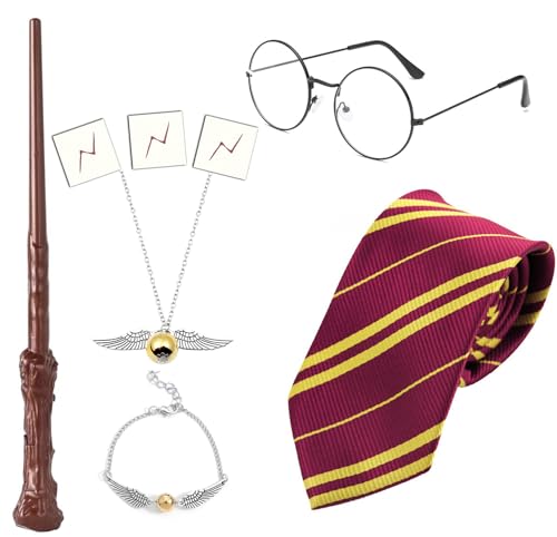 Potter Costume Accessories Harry Glasses Necktie Necklace Black Round Glasses Set Halloween Cosplay Accessories