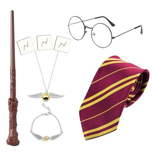 Potter Costume Accessories Harry Glasses Necktie Necklace Black Round Glasses Set Halloween Cosplay Accessories