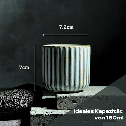 Erkundpresso. Espresso Cup Set 2x180ml, Thick-Walled Handleless Ceramic Cups, Heat-Retaining Scald-Proof - Image 3