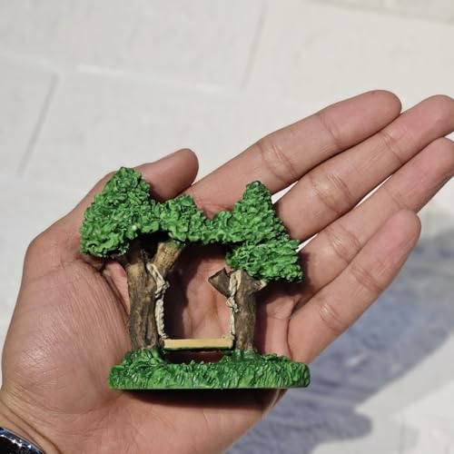 Image of Miniature Tree Swing Resin Figurine for Fairy Garden Dollhouse Terrarium Bonsai Decor | Cute Micro Landscape Accessory for DIY Mini Gardens & Gifting