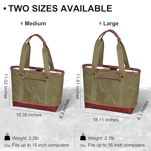 Tote Bag for Women, Canvas with Leather Handbag for Travel, Magnetic Closure,Inner Zipper Pocket3