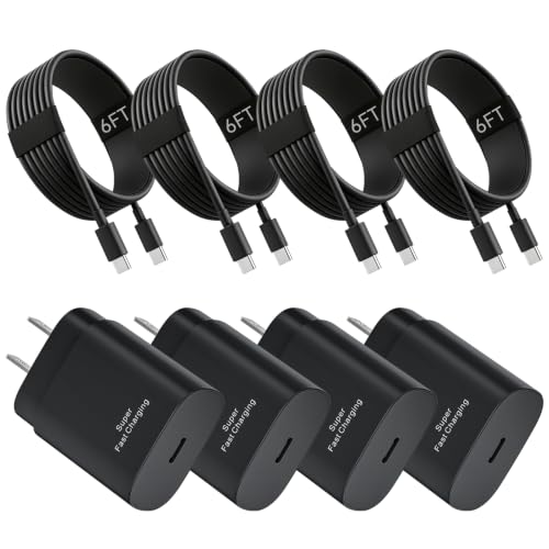 Type C Charger Fast Charging for Samsung,4Pack 25W USB C Charger and Cable