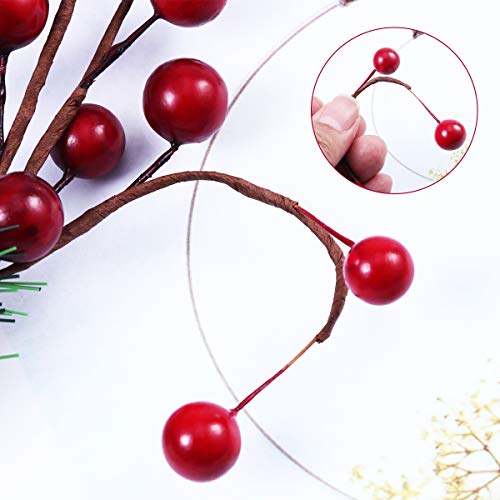 Ultnice 10Pcs Christmas Tree Picks Holly Berry Craft Artificial Red Berry Pine For Christmas Flower Arrangements Wreaths Holiday Decorations #TOP4