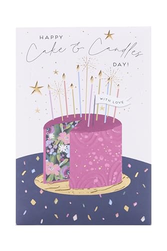 UK Greetings Birthday Card for Her/Friend - Floral Cake Design