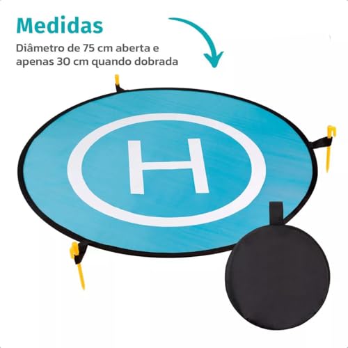 Landing Pad Pista de Pouso e Decolagem Heliponto 75cm Laranja e Azul para Drone IMAGEMTECH