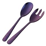BISDA 2-Piece Salad Serving Set Include Spoon Fork 12 inch, Purple Kitchen Utensils, Dishwasher Safe