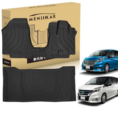 「MENIIKAR」日産 セレナC27 EPOWER 対応専用のフロアマット。3Dカーマットが防水・防滑・防汚でTPE素材製。日産 セレナC27 EPOWER/7人乗り車/8人乗り車 専用 に最適化されたカスタム設計。 (C27 EPOWER-1~2列目フ